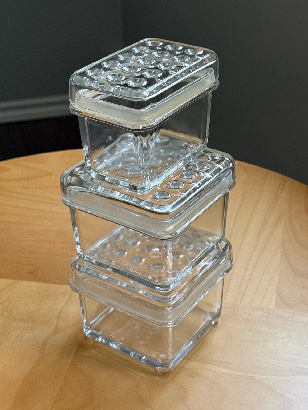 Set of 3 Vintage IKEA KOLONI Bible Glass Fridge Containers by Annette Krahner